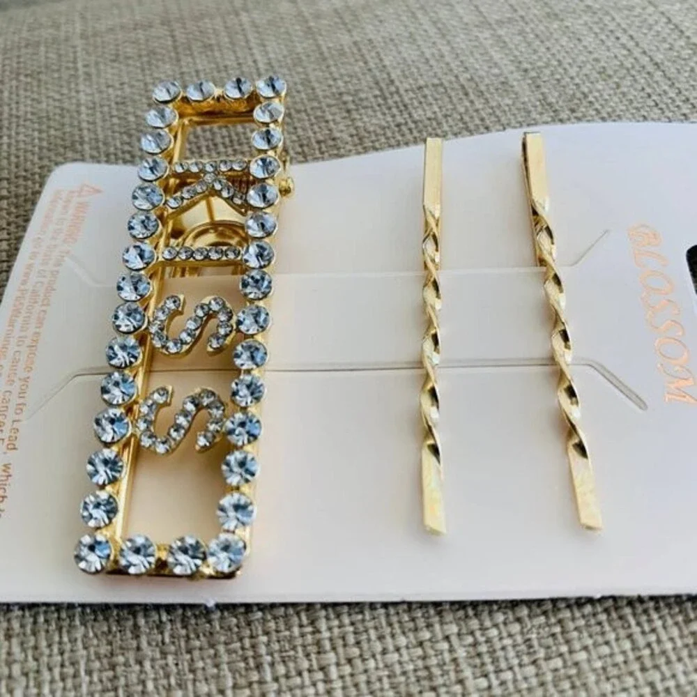 Hair clips fashion pins Rhinestone Gold Deco Hair Clips 